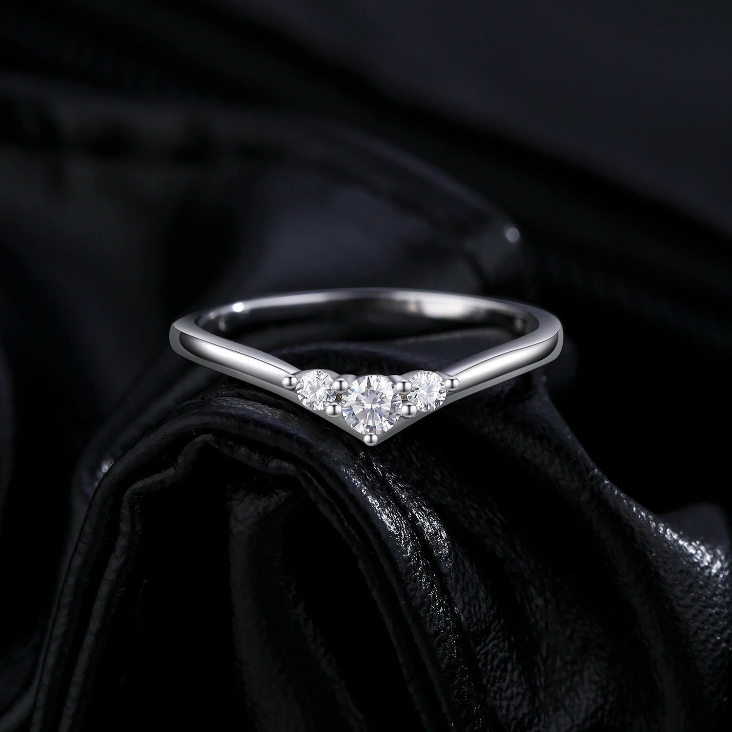 Eternity ring for women crafted as a sterling ring with radiant moissanite