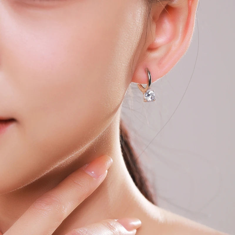 Sparkling zirconia hoop earrings for women in silver