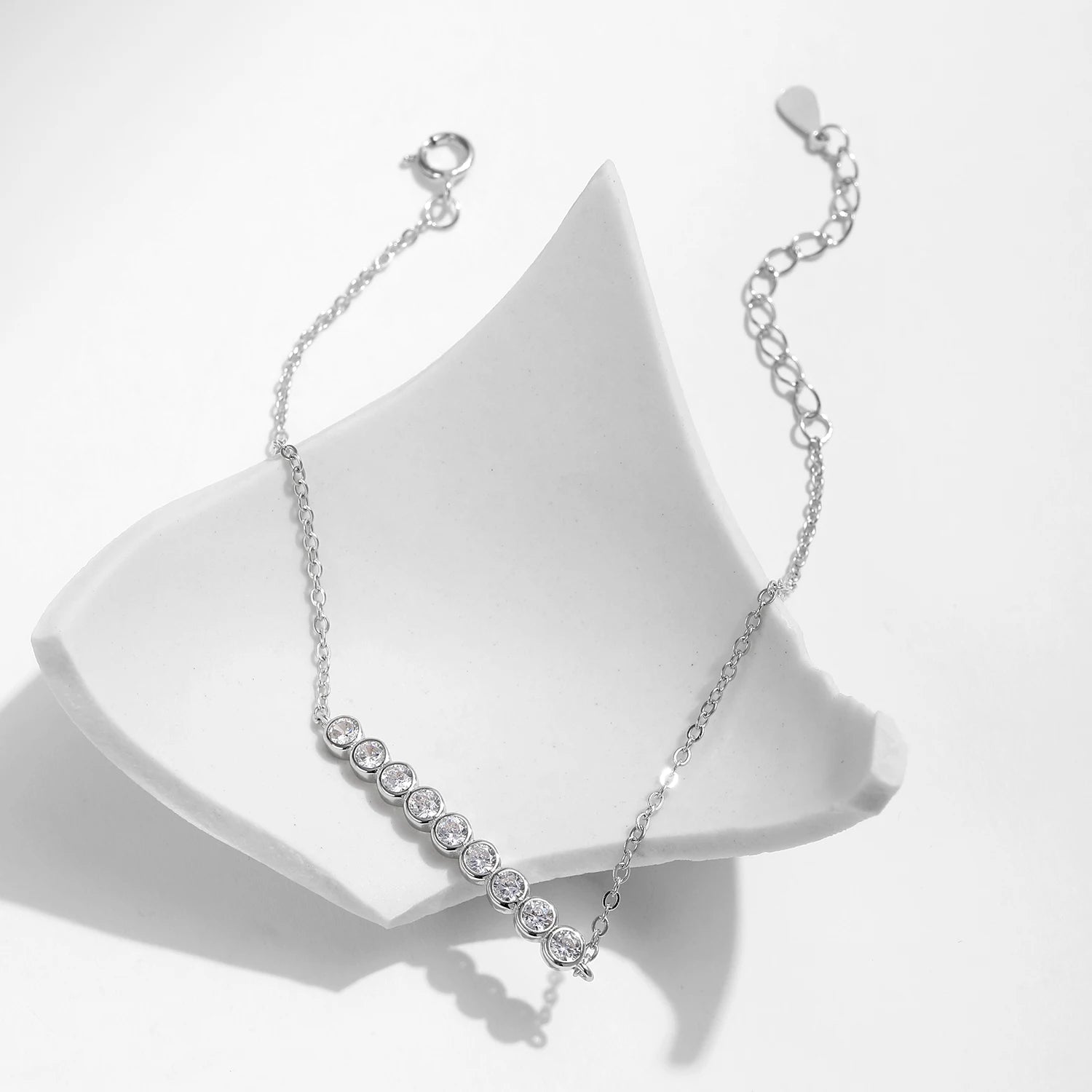 Bracelet diamond moissanite in silver chain classic piece