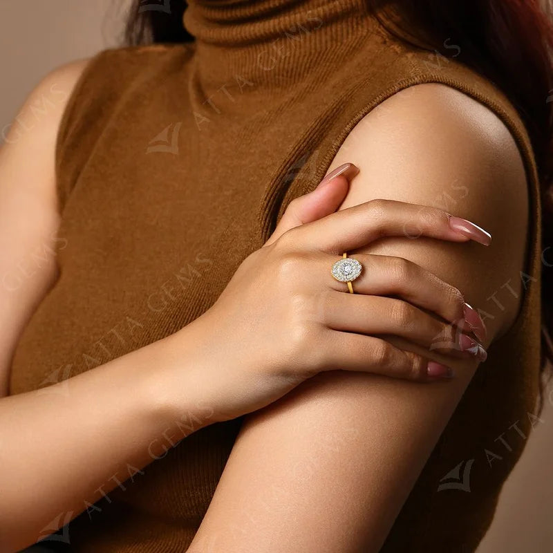 Sterling silver ring paired with moissanite jewelry rings