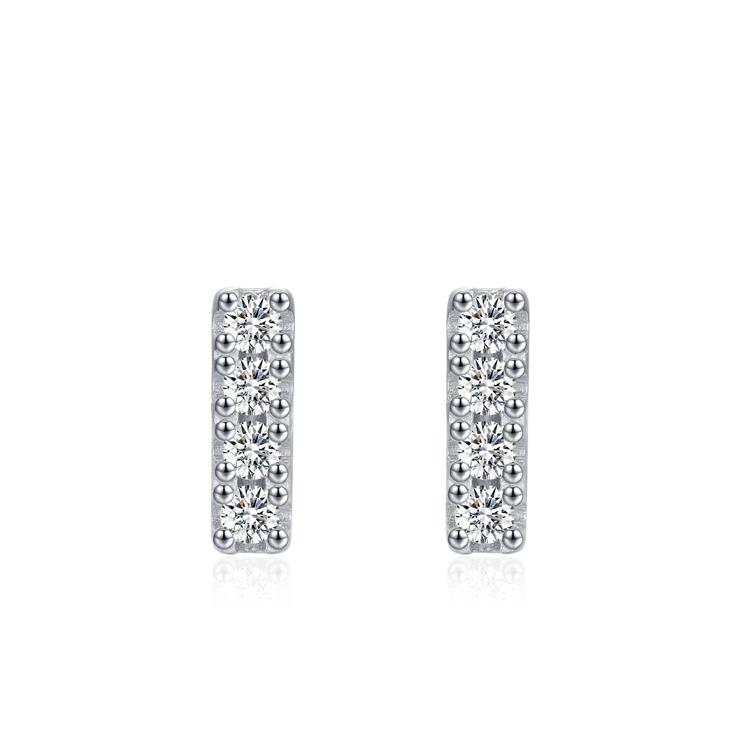 Stud earrings with moissanite jewelry set in 925 sterling silver