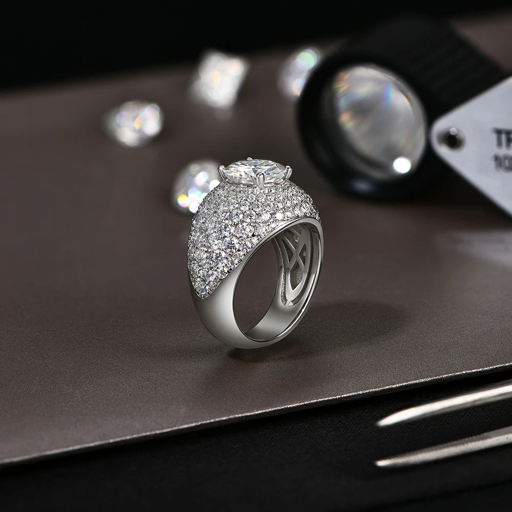 Moissanite ring fixed size in 925 sterling silver elegant design