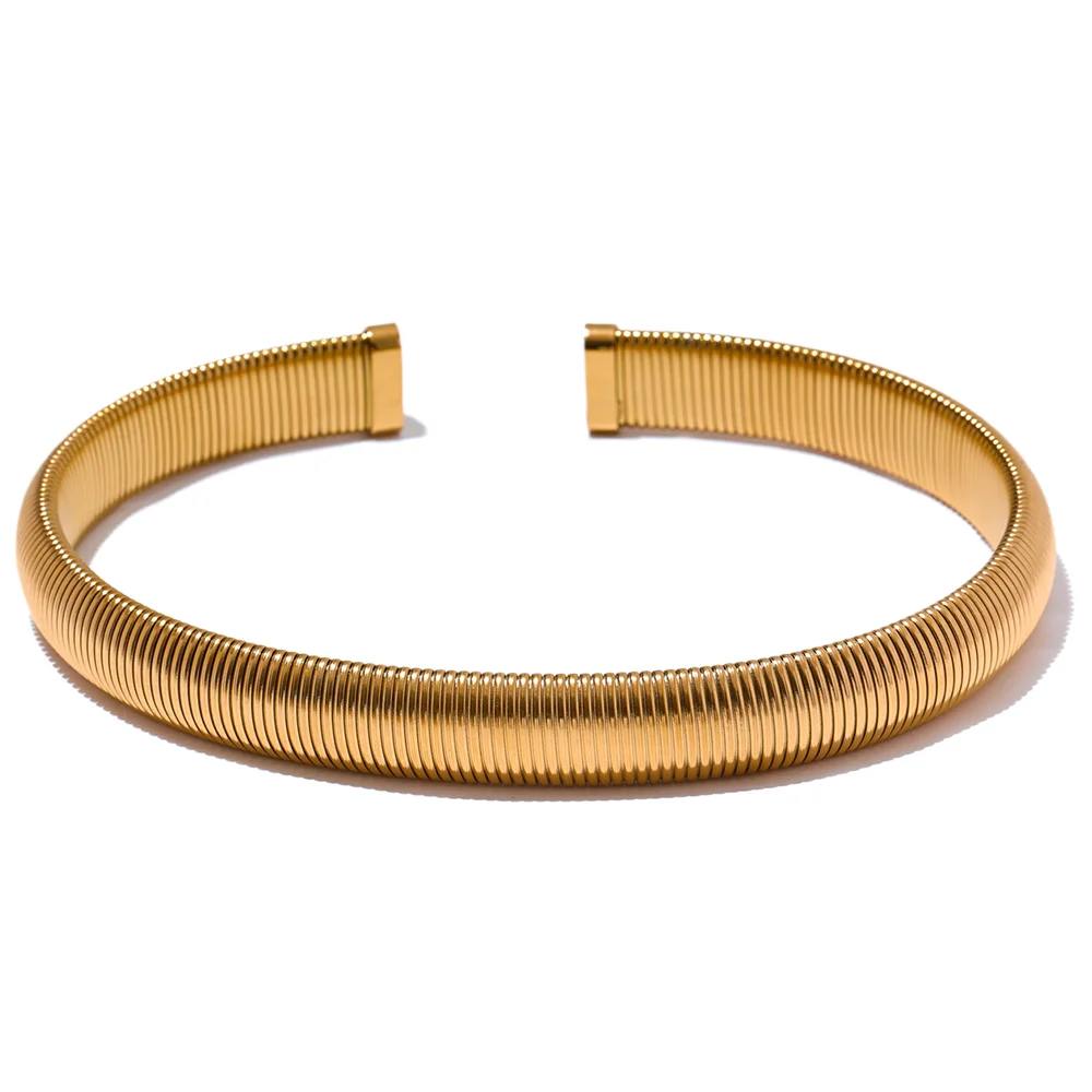 Fashion jewelry torque necklace chunky stainless steel waterproof finish