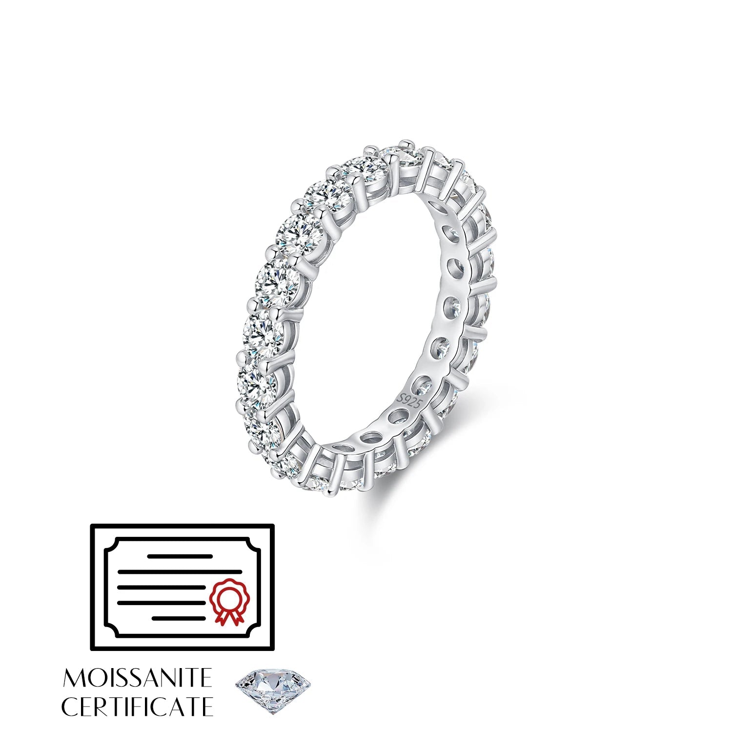 Refined sterling silver ring size design with moissanite diamond brilliance