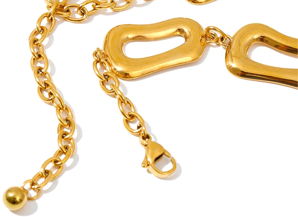 Product angle highlighting bracelet chain clasp with polished gold plated tone