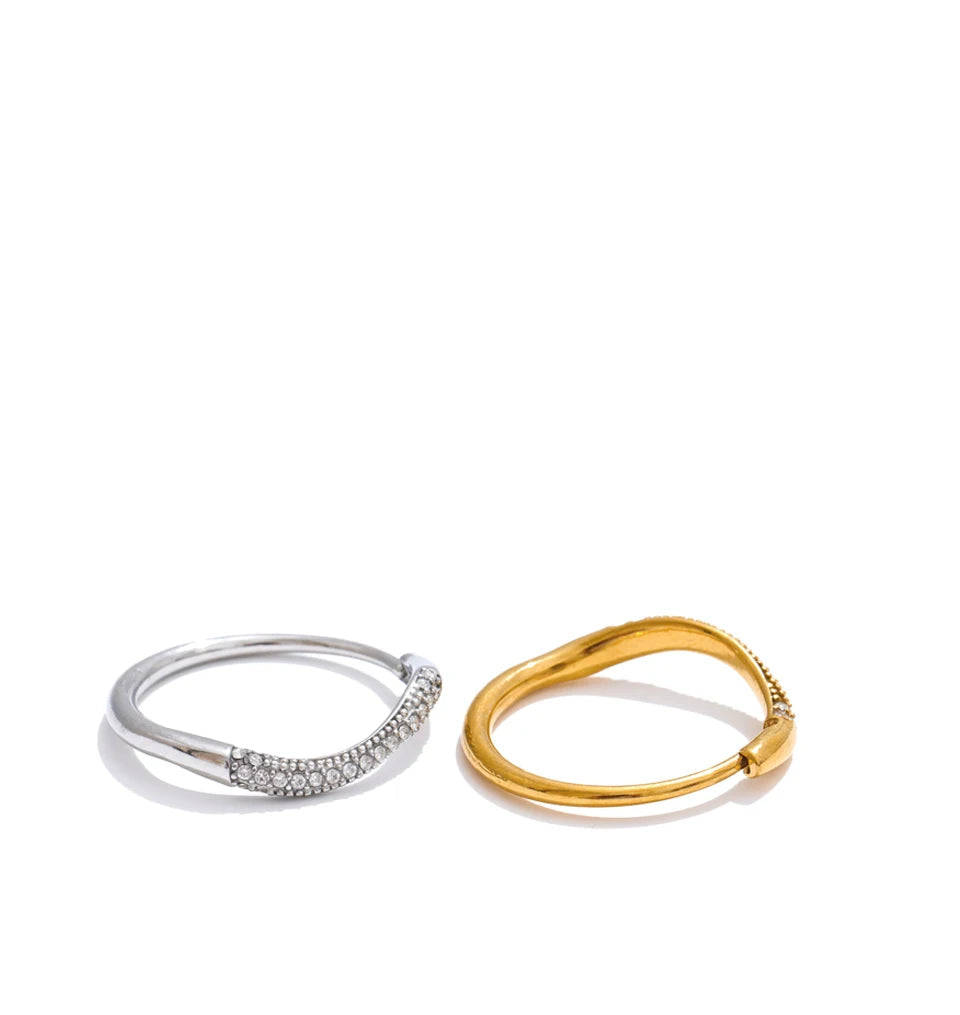 Minimal thin ring for women showcasing cubic zirconia and gold plated polish