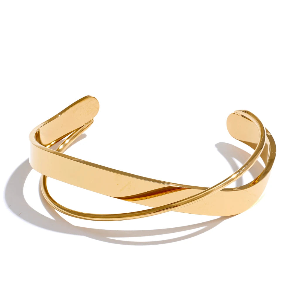 Gold plated cuff bracelet styled as a gold cuff bracelet for daily wear