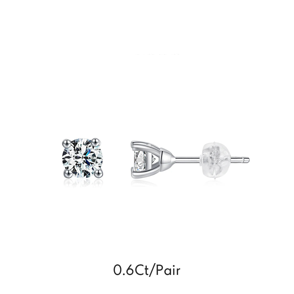 Minimal flatlay pairing earrings moissanite with silver earrings