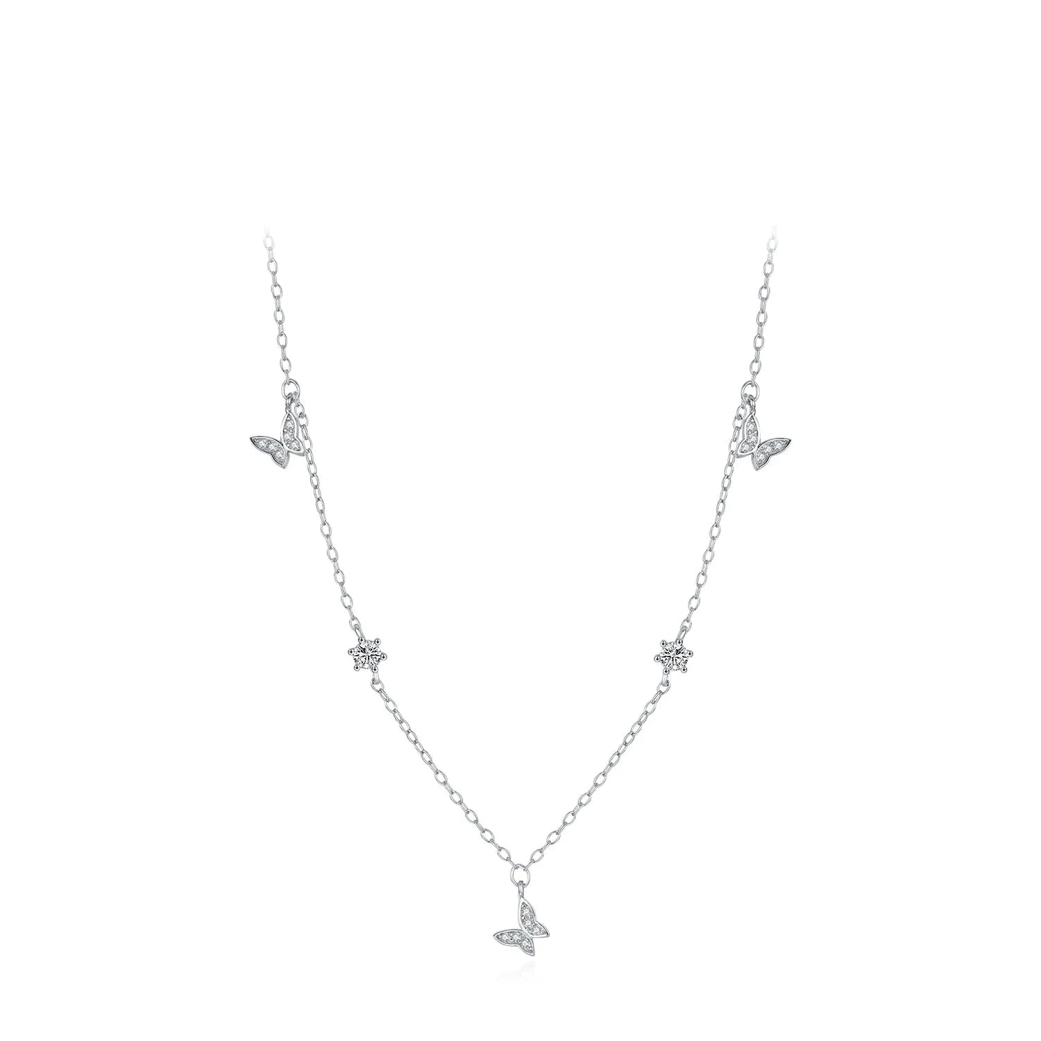 Sterling silver butterfly necklace on a fine silver chain