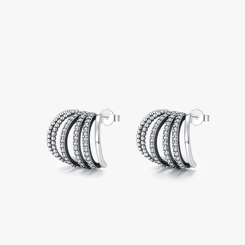 Delicate geometric CZ stud earrings in 925 sterling silver