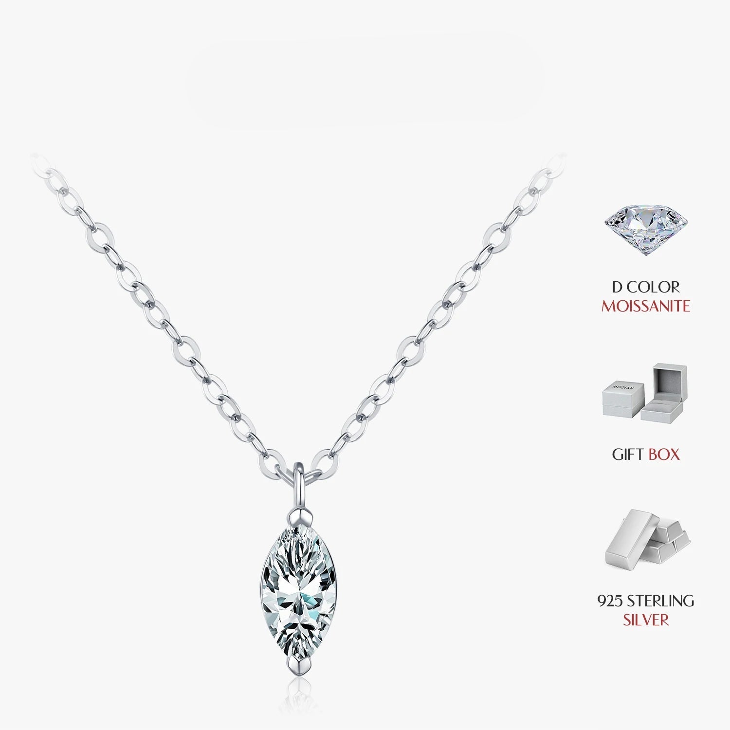 Sleek 925 sterling silver necklace for daily elegance with moissanite