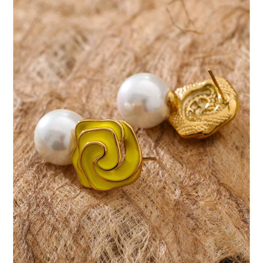 Flower earrings and gold plated studs with delicate charm