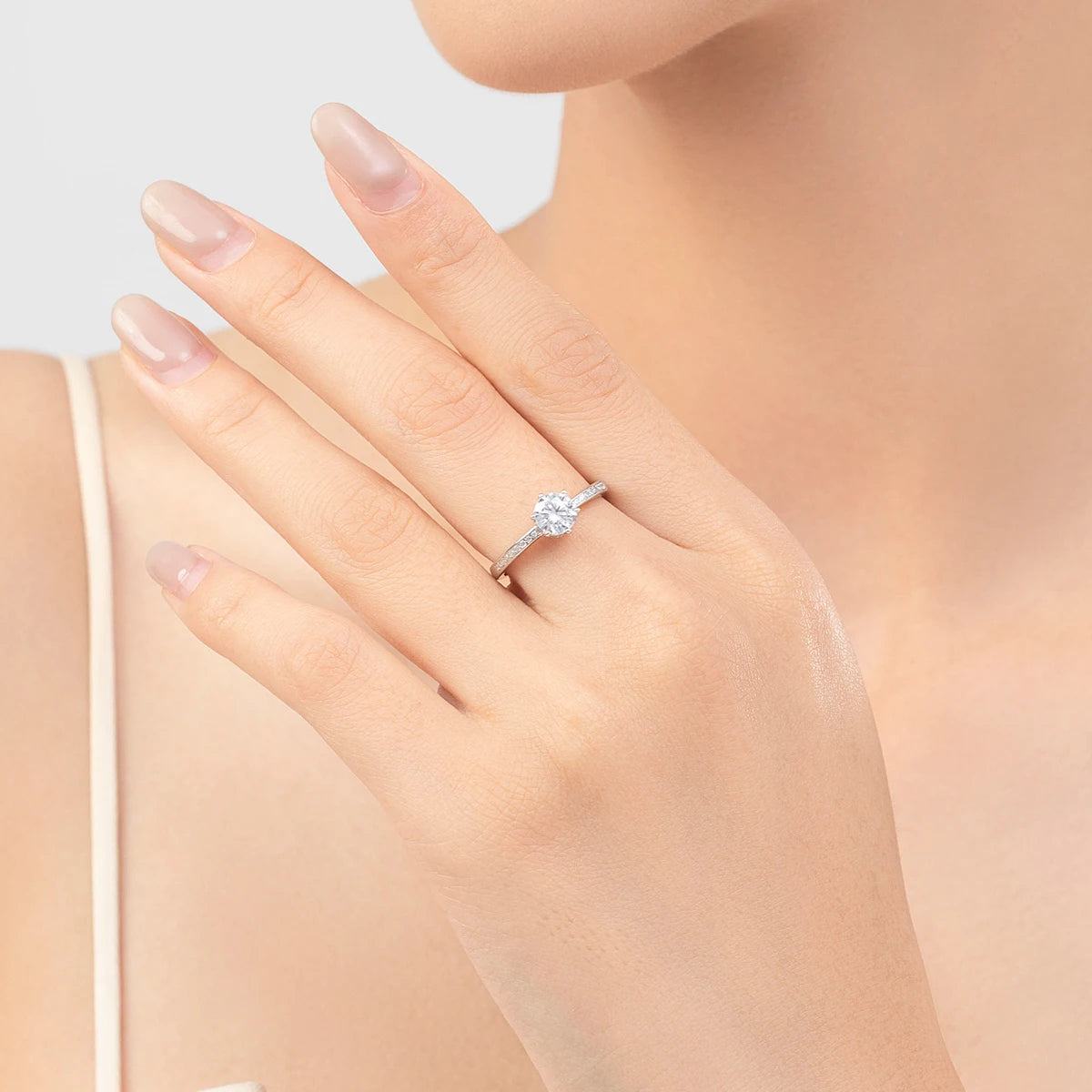 Sterling silver ring shown as a classic engagement ring for her