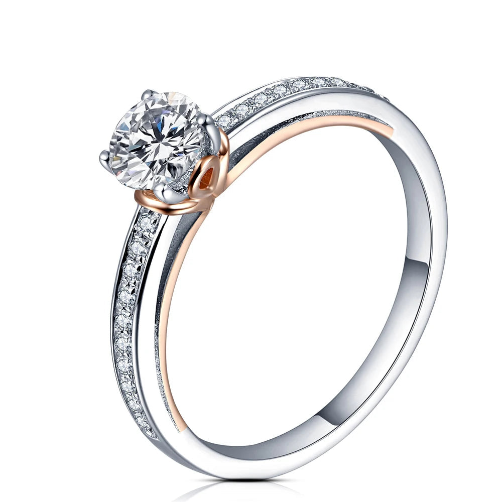 0.5 CT round moissanite ring in 925 sterling silver D-color VVS1