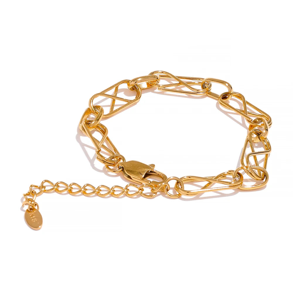 Gold chain bracelet charms shown in golden jewelry style