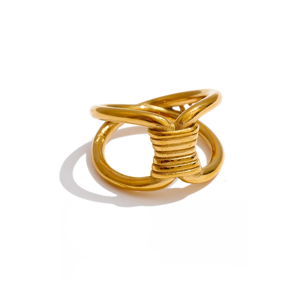 Gold plated knot ring in stainless steel