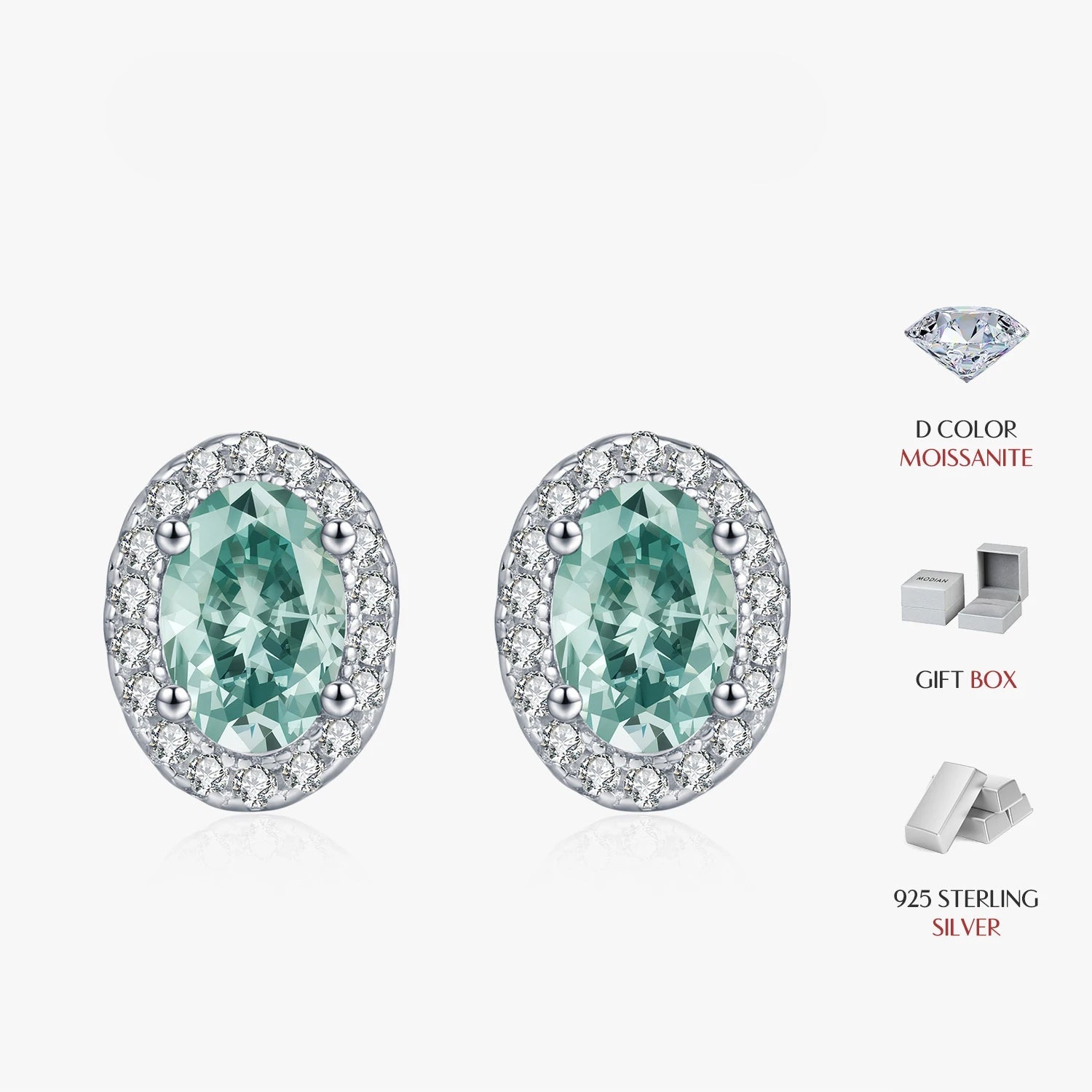 Fine jewelry stud earrings crafted with green moissanite brilliance