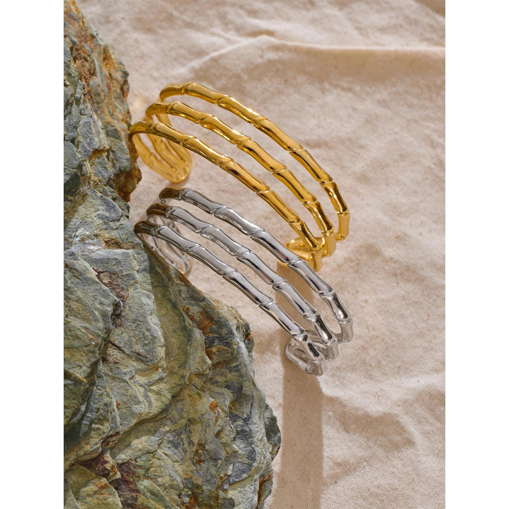 Stylish bangle bracelet crafted in gold stainless steel