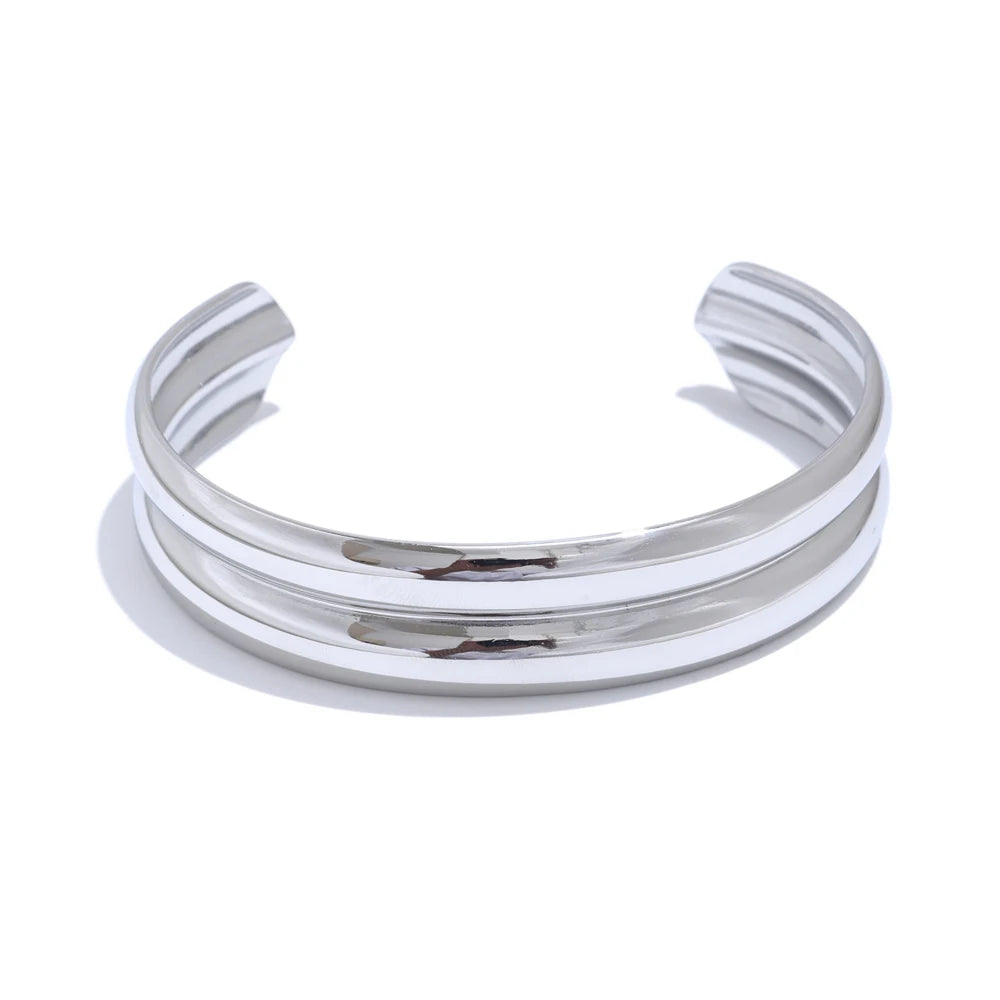 Fashion cuff bracelet 64mm open round metal layers