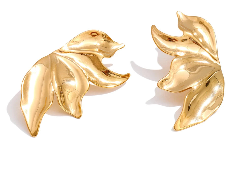 Goldish jewelry feminine flower ear rings stainless steel