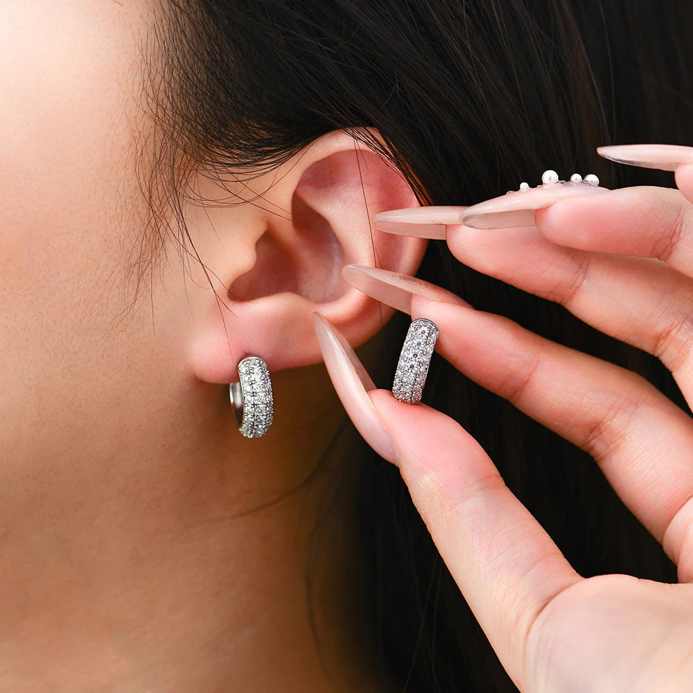 Elegant women’s moissanite stud earrings in silver