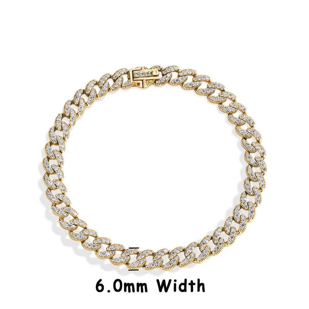 925 silver chain bracelet with moissanite diamond highlights for luxury shine