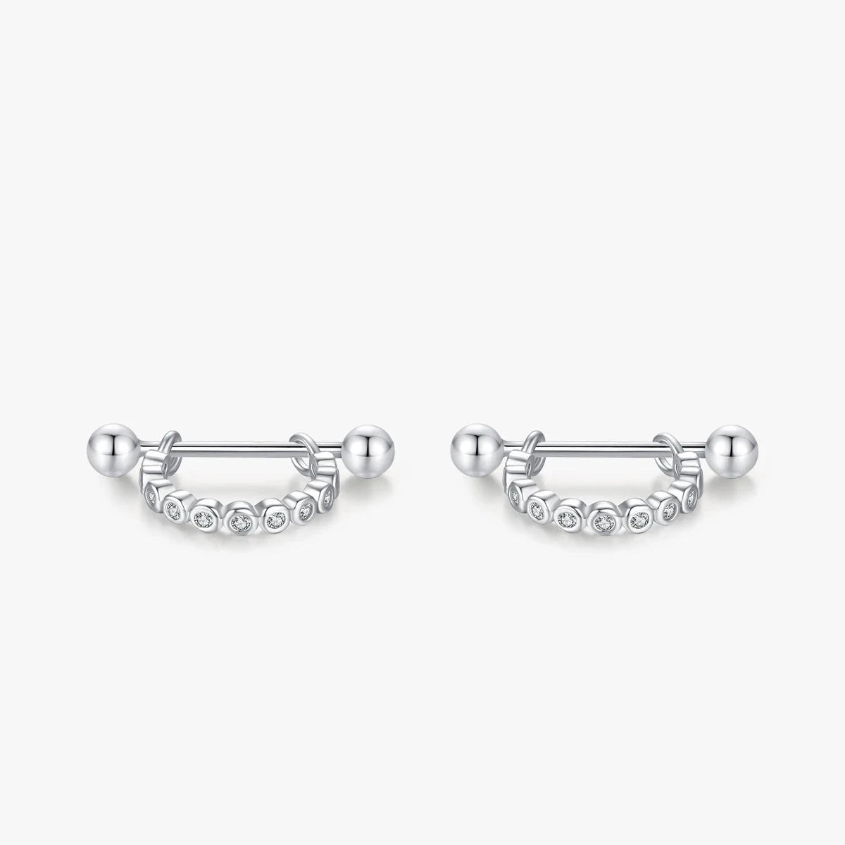Zircon sterling silver hoop earrings in 925 silver