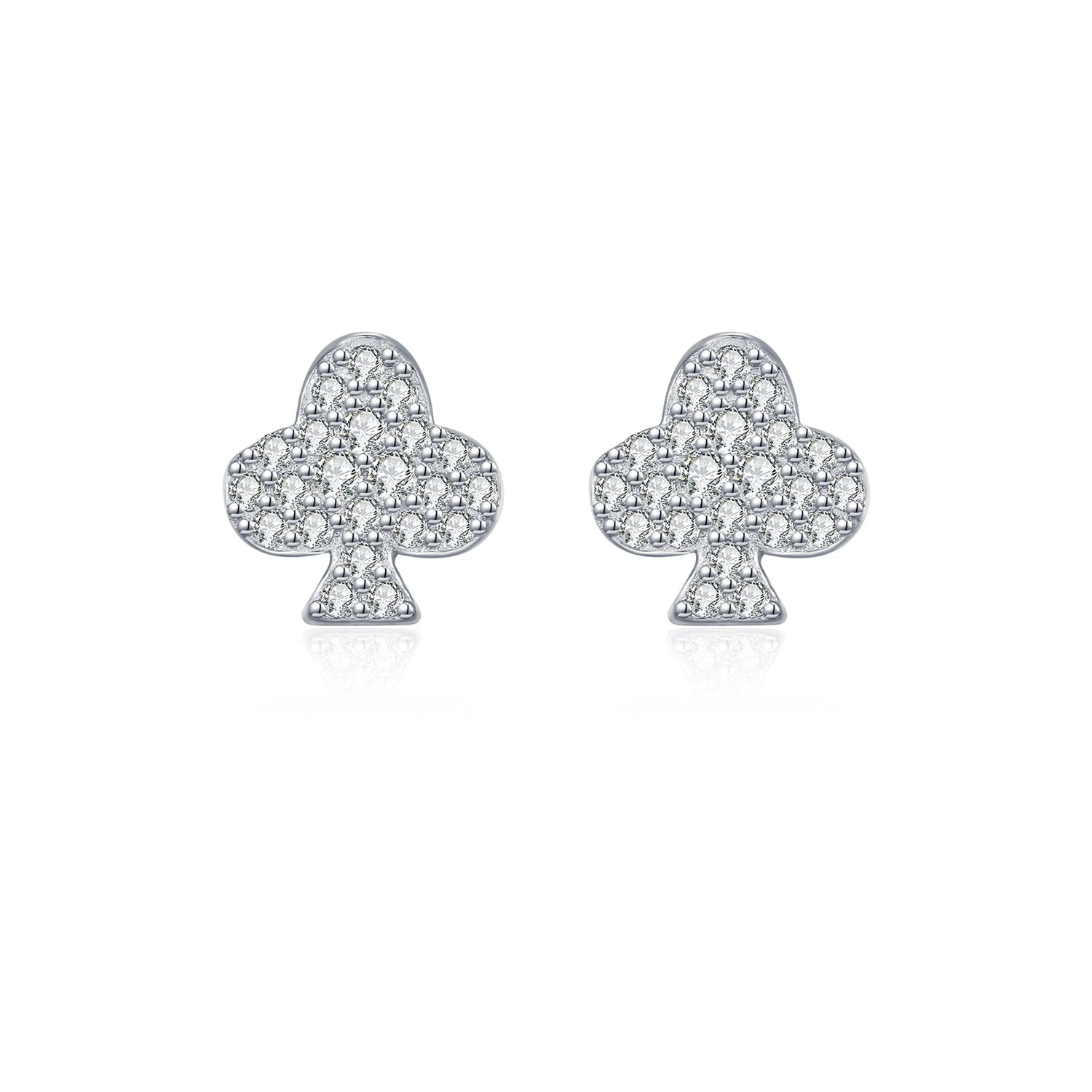 D color moissanite small ear studs in polished 925 sterling silver