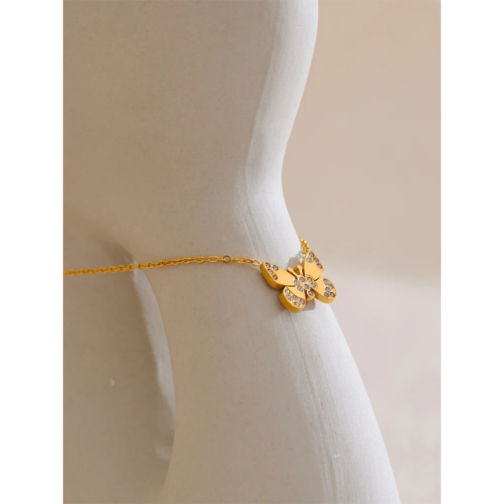 Elegant butterfly necklace gold jewelry crafted in stainless steel