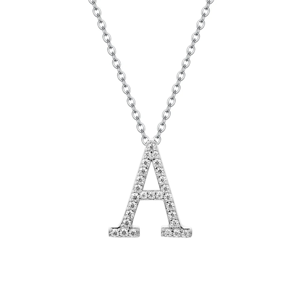 Sterling silver necklace letter A charm on a sterling silver chain