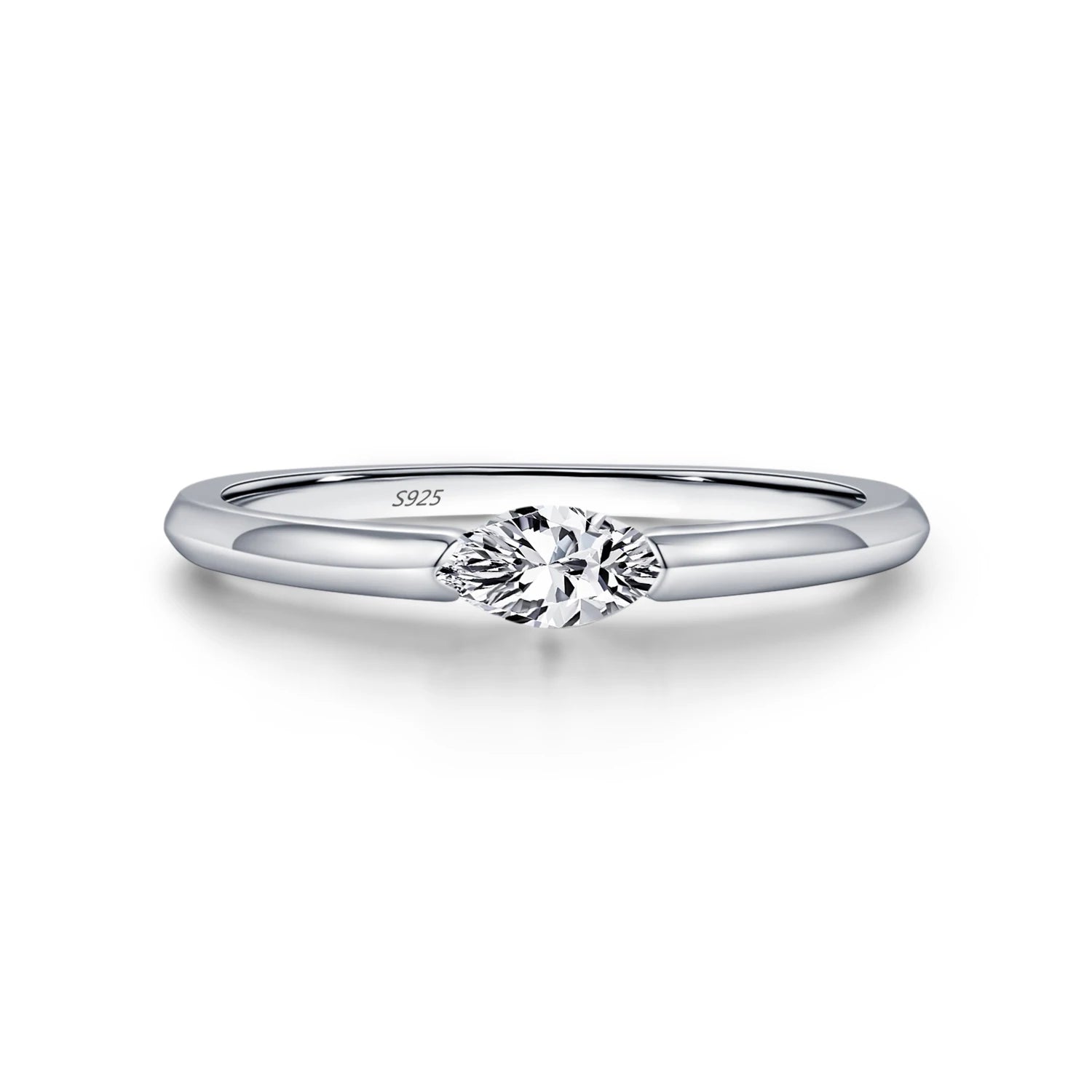 925 sterling silver ring styled as a wedding band with cubic zirconia sparkle