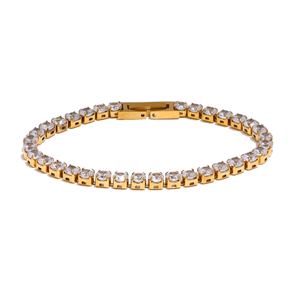 Cubic zirconia chain bracelet in a sleek 4mm style with brilliant shine