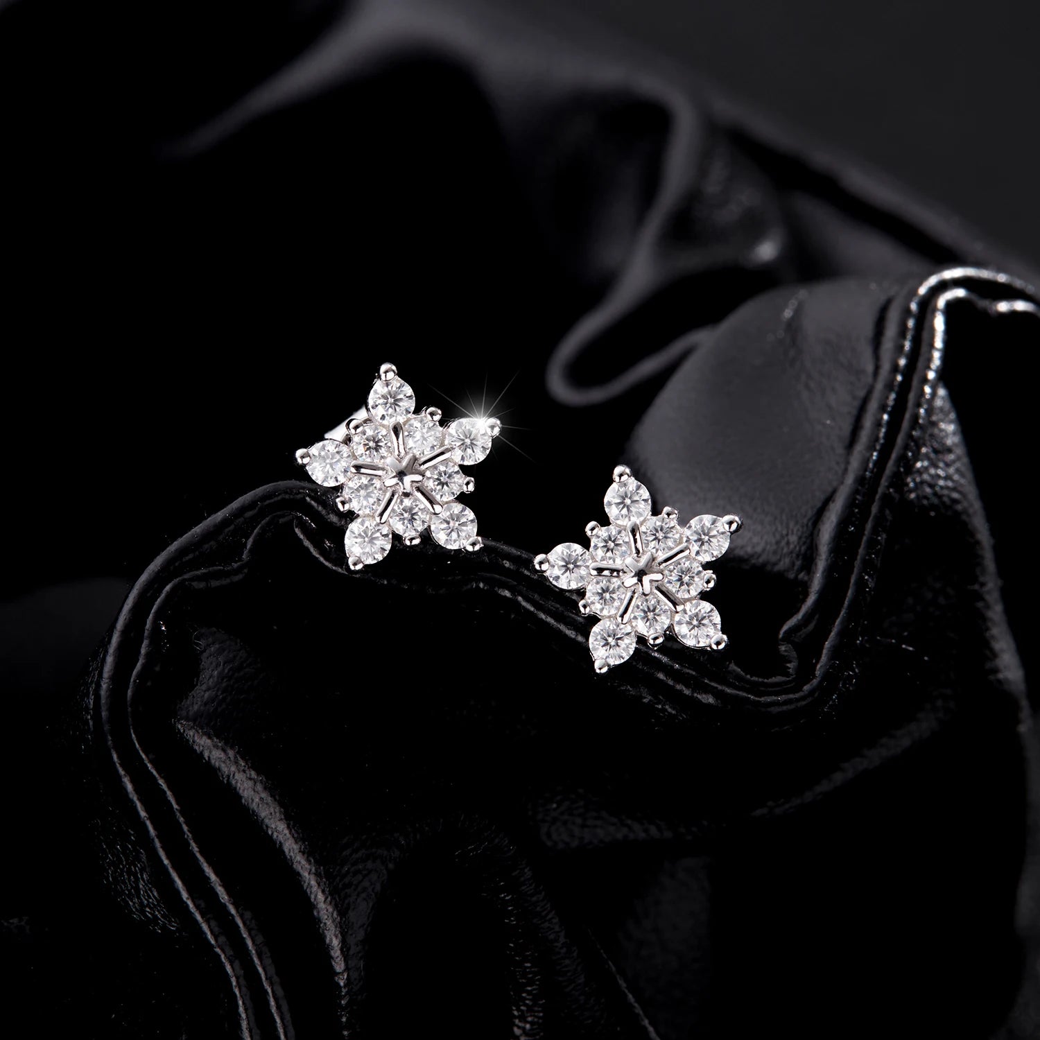 Winter-inspired snowflake earrings in 925 sterling silver.Winter-inspired snowflake earrings in 925 sterling silver.