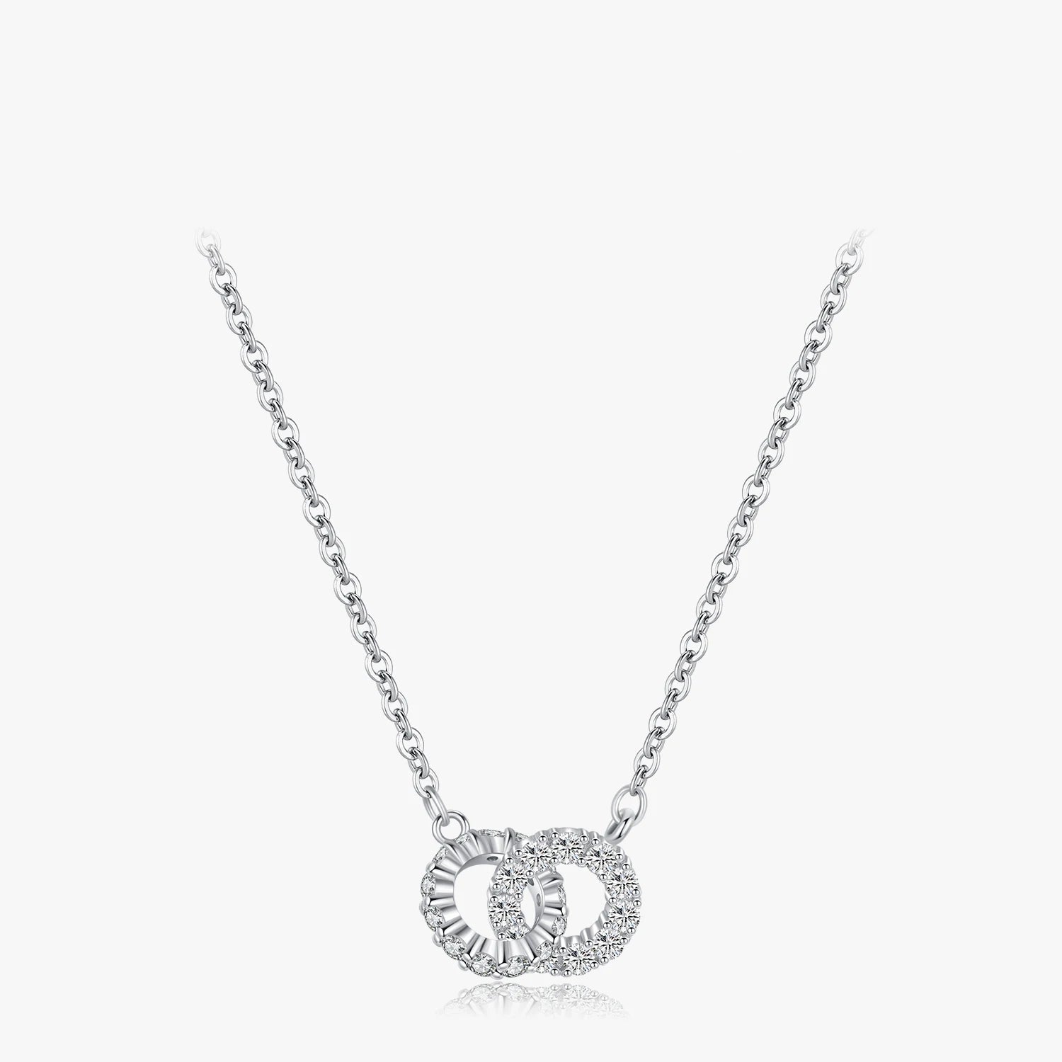 Luminous sparkling CZ circle lock pendant necklace in 925 sterling silver