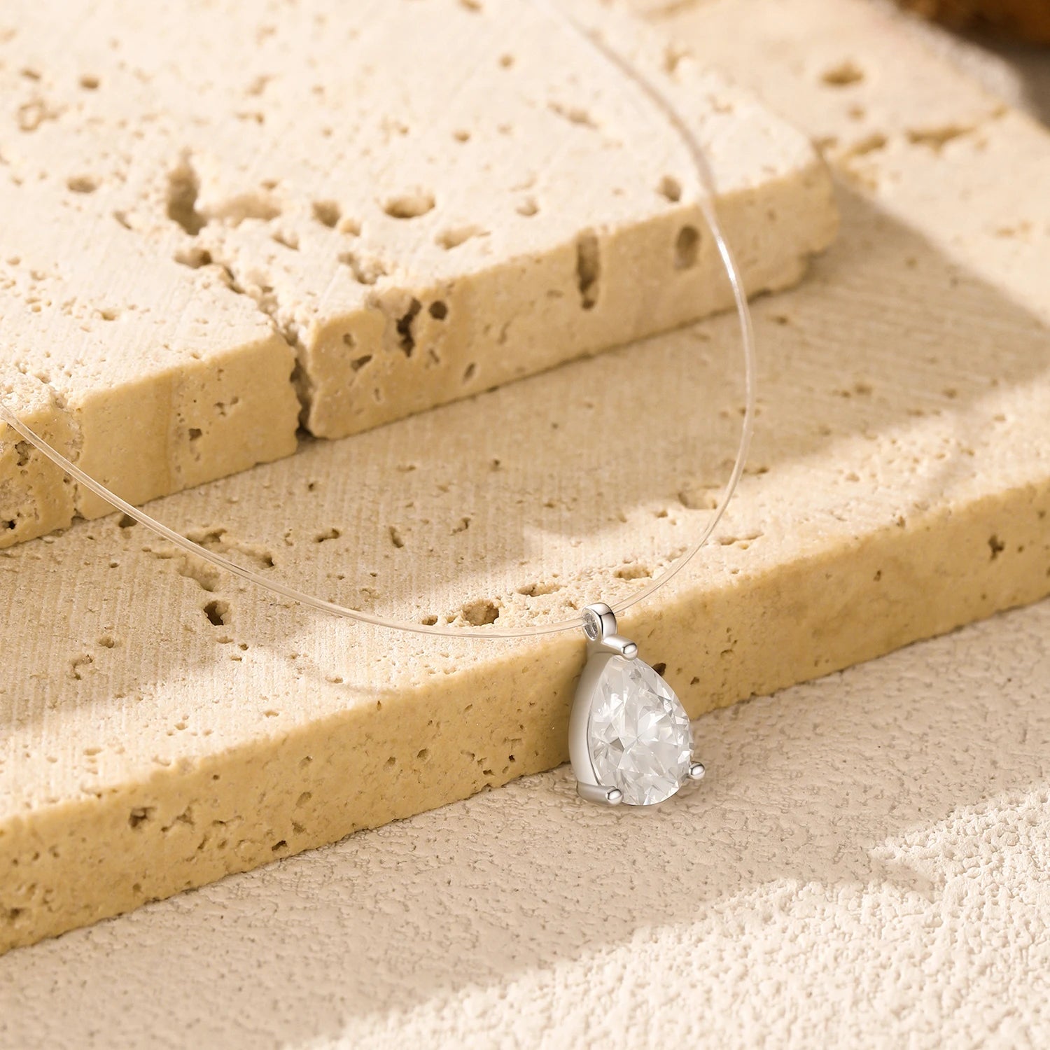 925 silver chain necklace with sleek moissanite drop pendant