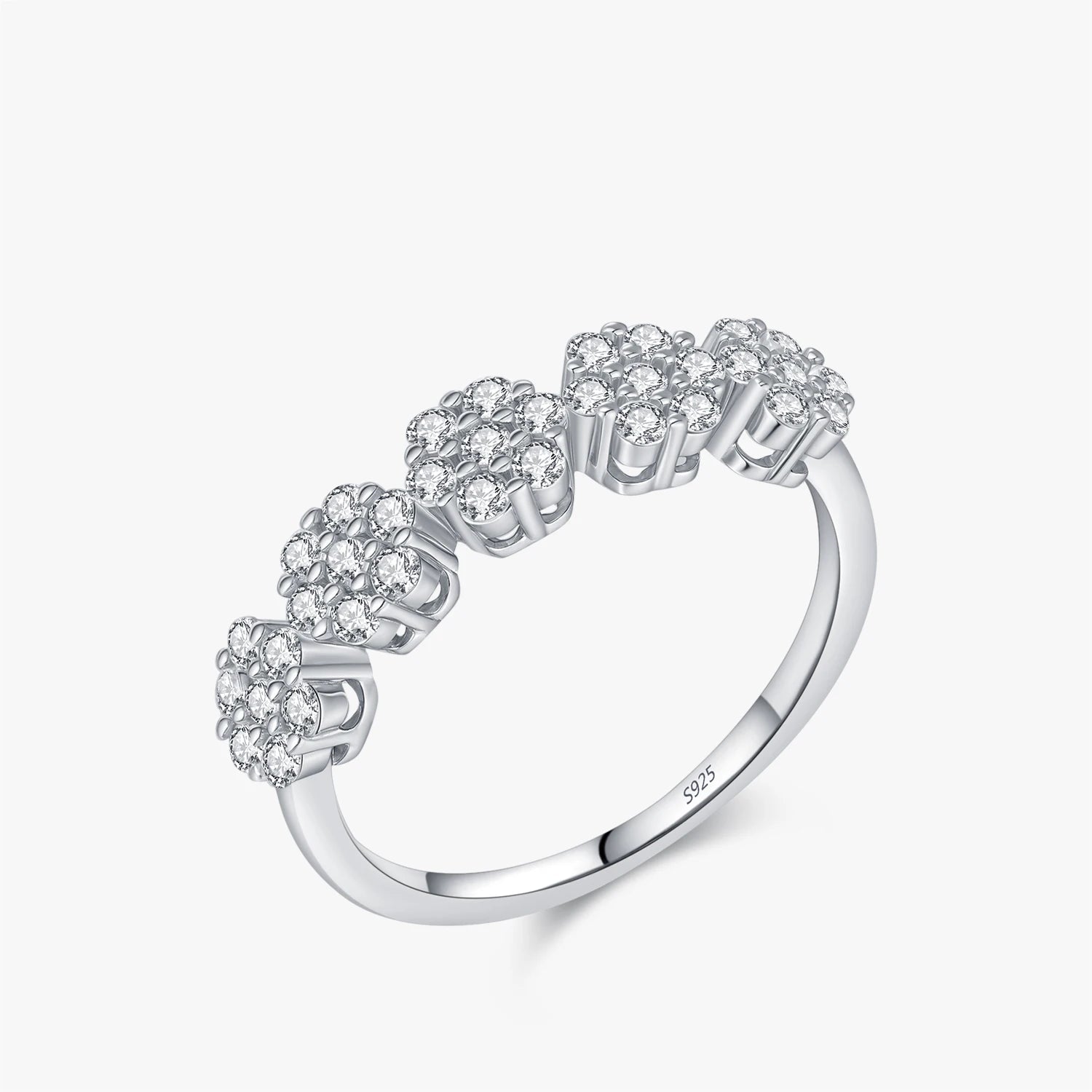 Sterling silver ring featuring cubic zirconia in a refined silver color