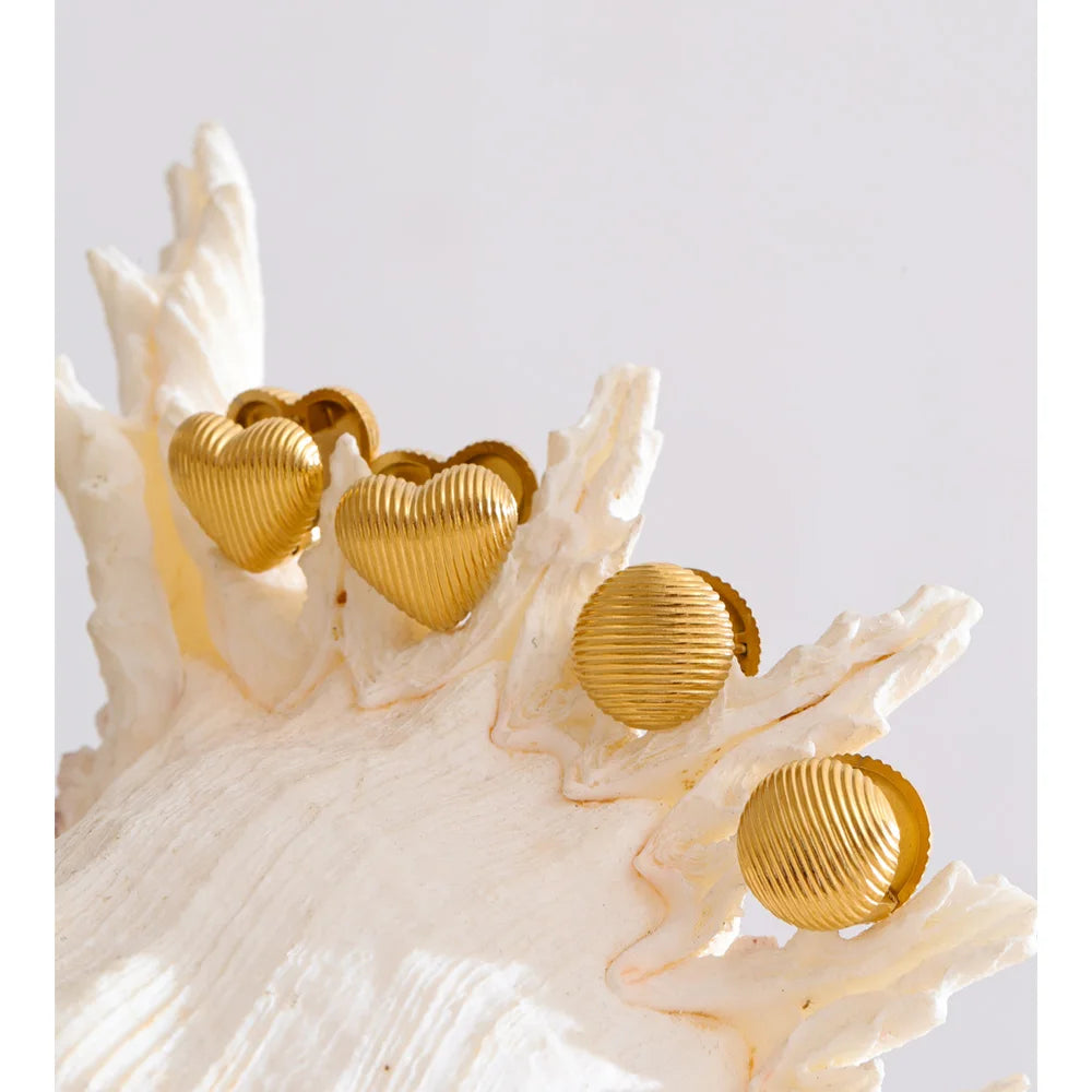 Earrings hoop earrings gold tone with double heart detail