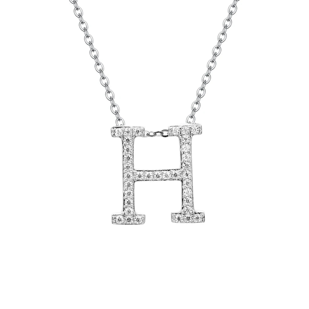 Necklace with the letter H on a refined sterling silver chain