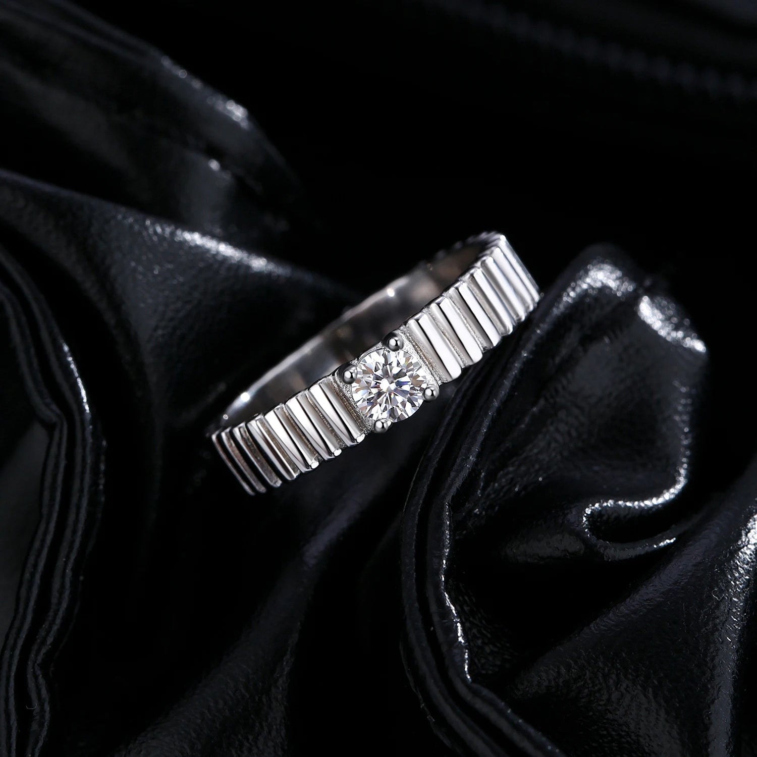 Elegant ring with size selection shown beside ring size from ring guide