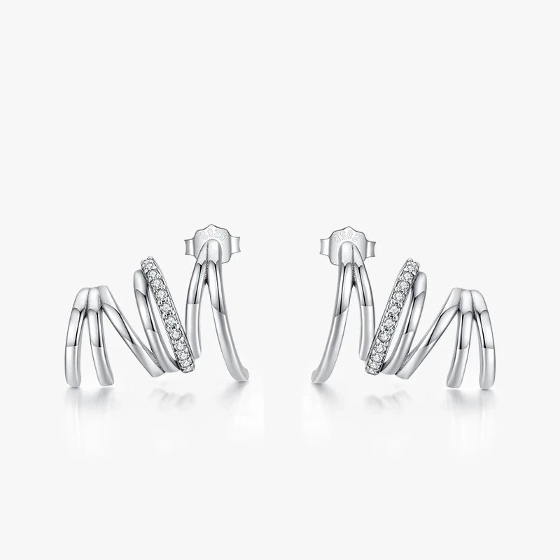 Sterling silver earrings with cz in a classic stud earrings style