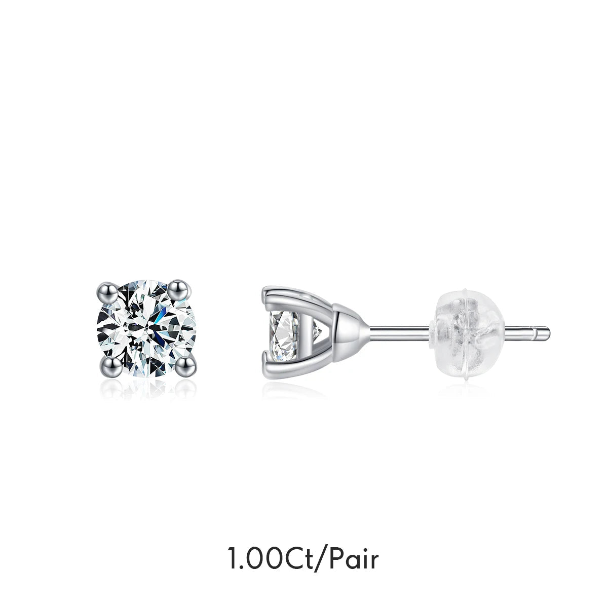Soft light image of sterling silver earrings set as stud earrings