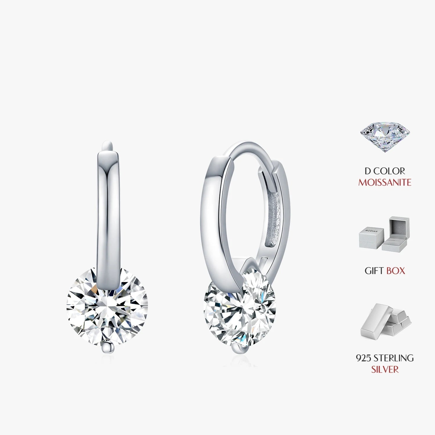 Large luxury buckle hoop earrings moissanite gems sterling silver