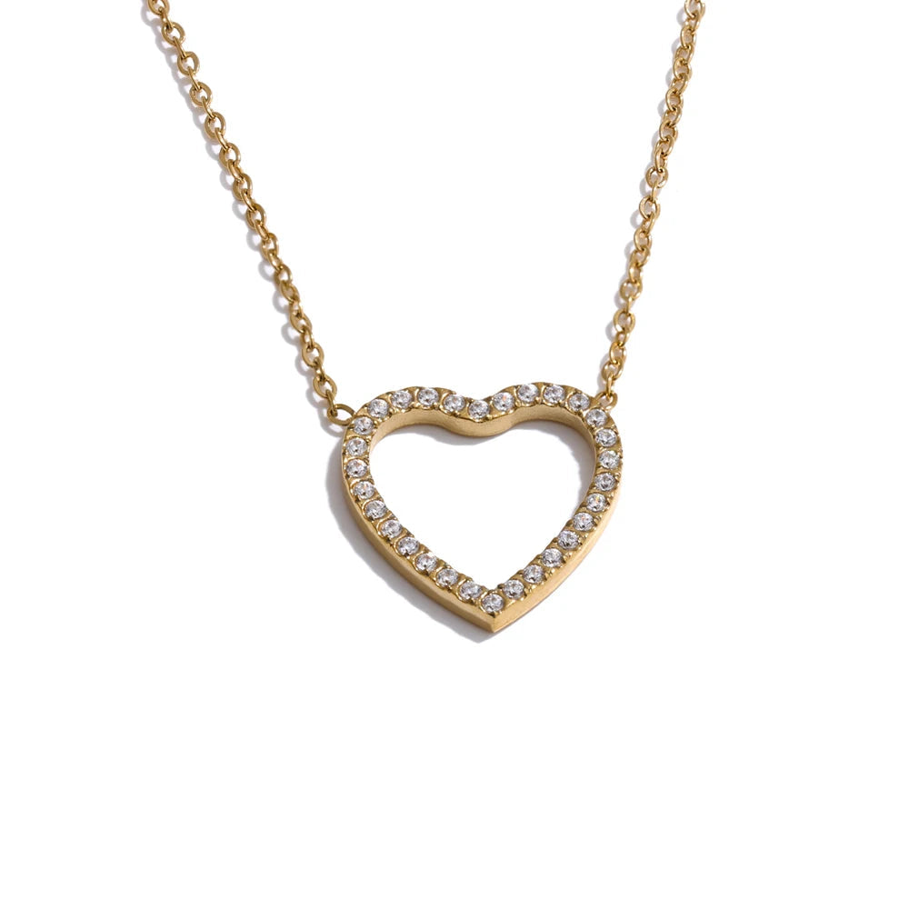 Romantic heart necklace with cubic zirconia Valentine’s Day gift
