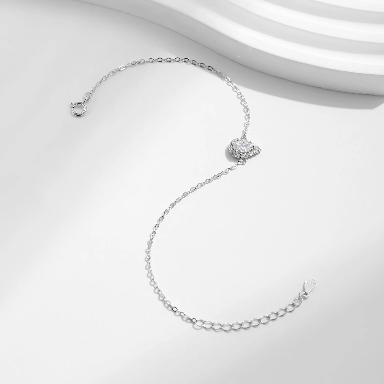 Sterling silver bracelet in silver color with elegant cz