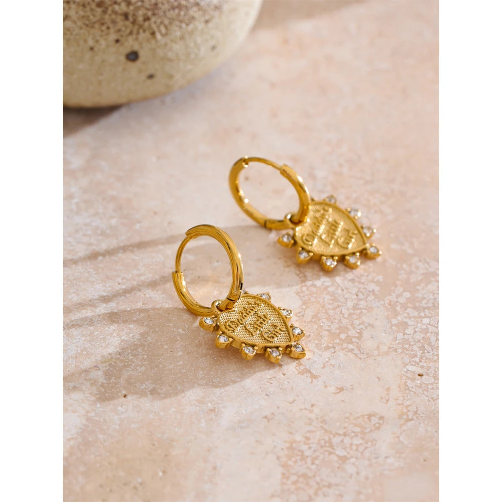 Earrings gold plated design matching heart necklace