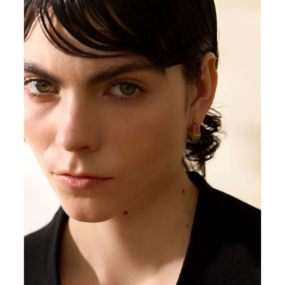 Hoop earrings for women with cubic zirconia and earrings and gold accents