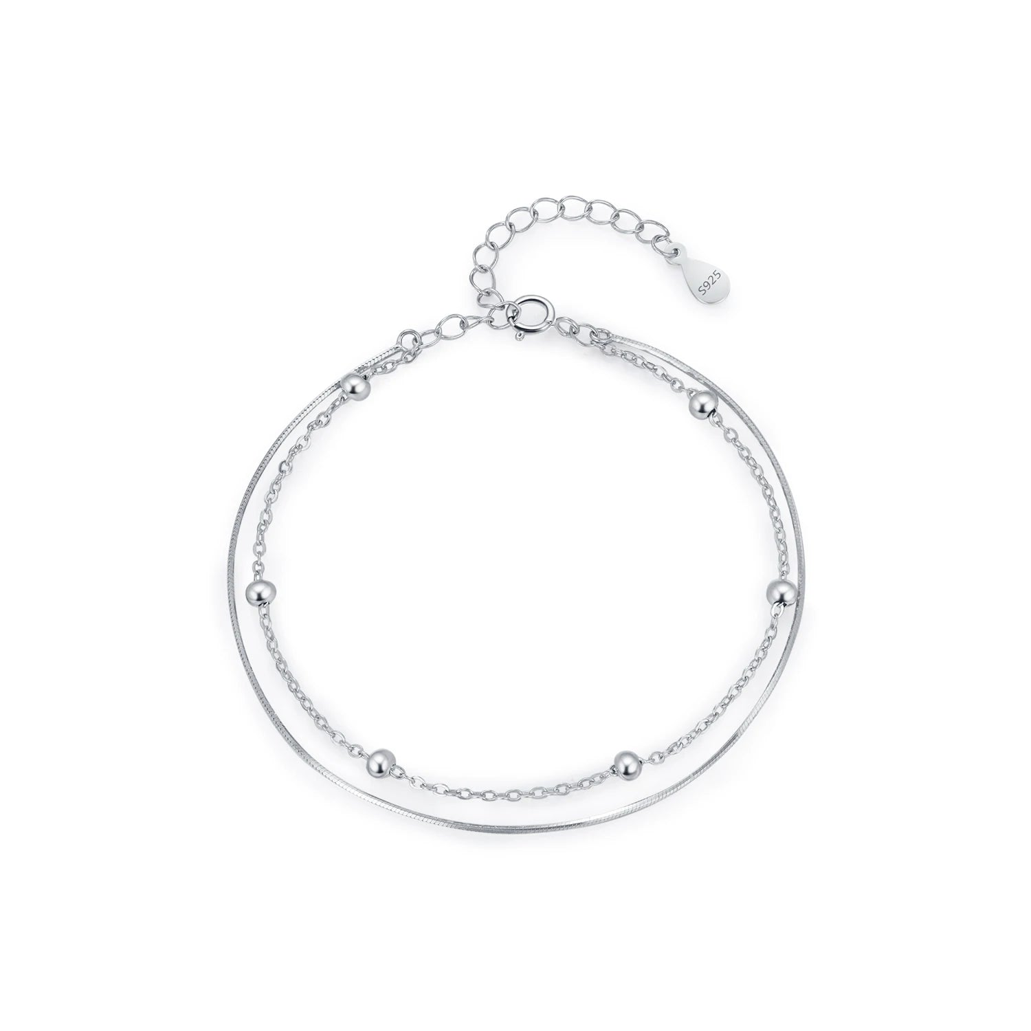 Snake bracelet in 925 sterling silver with a smooth chain bracelet drape