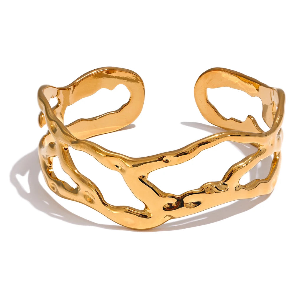 Gold plated gold cuff bracelet with bangle bracelet style in cuff bracelet in gold
