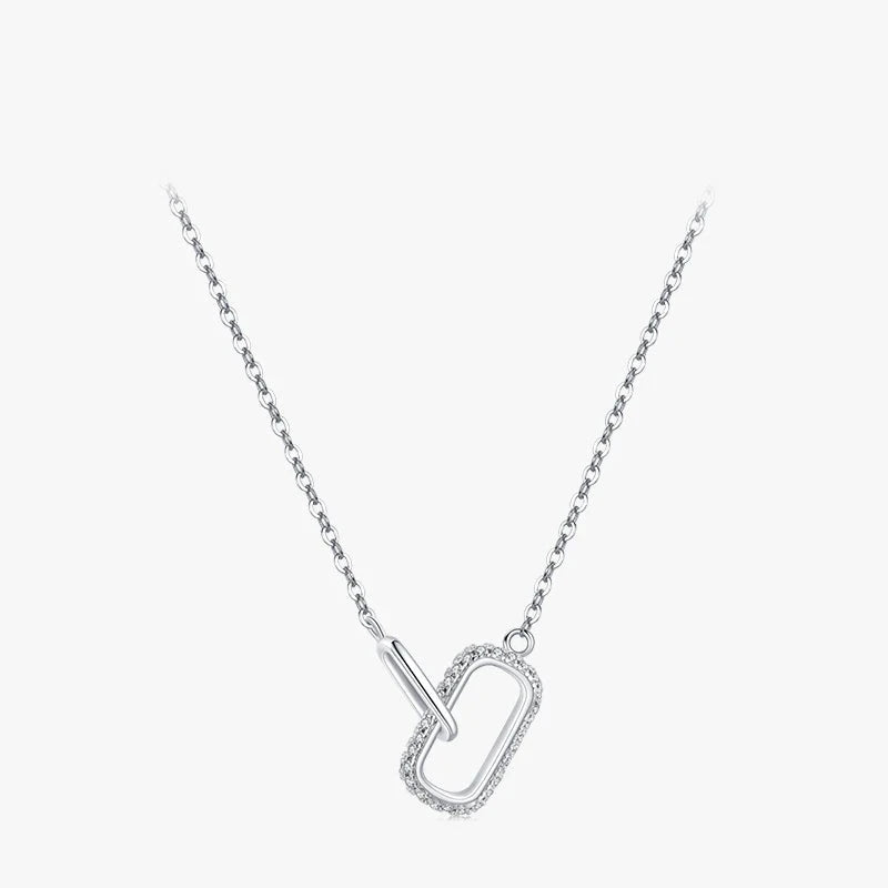 Romantic lock clear CZ necklace in sterling silver designer style