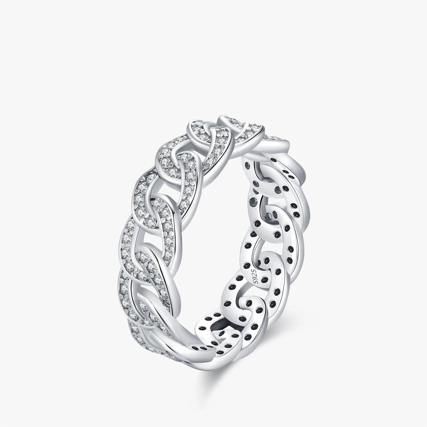 Clear CZ lock eternity band in 925 sterling silver